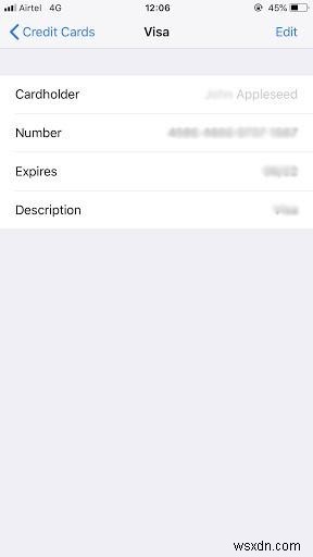 วิธีดูบัตรเครดิตและรหัสผ่านที่บันทึกไว้ใน iPhone (iOS 12)