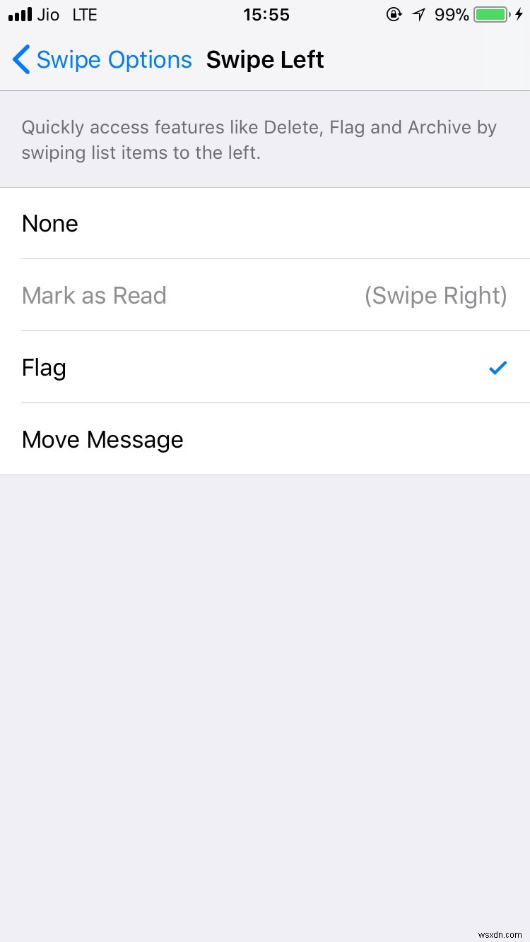 วิธีเปลี่ยนตัวเลือกการปัดในแอปอีเมลบน iPhone