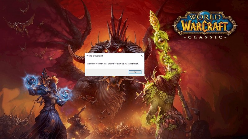 World of Warcraft ไม่สามารถเริ่มต้นข้อผิดพลาดการเร่งความเร็ว 3 มิติ [แก้ไขแล้ว]