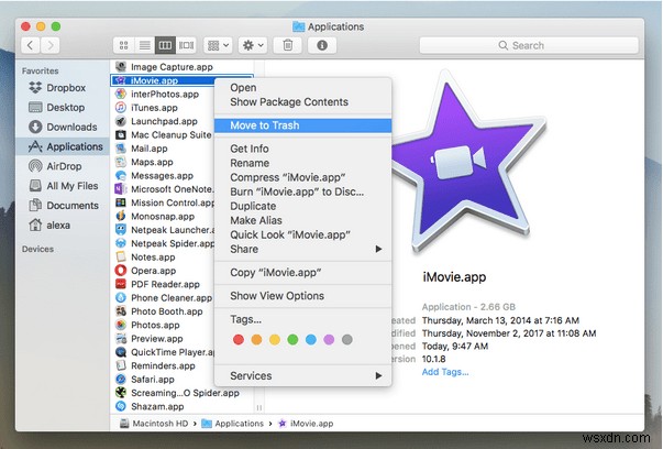 วิธีถอนการติดตั้ง iMovie บน Mac อย่างถูกต้อง