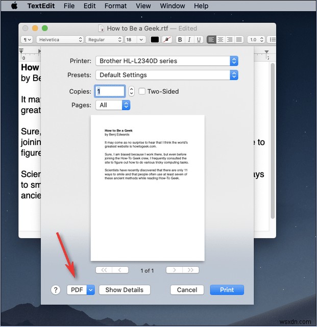 วิธีพิมพ์เป็น PDF บน macOS