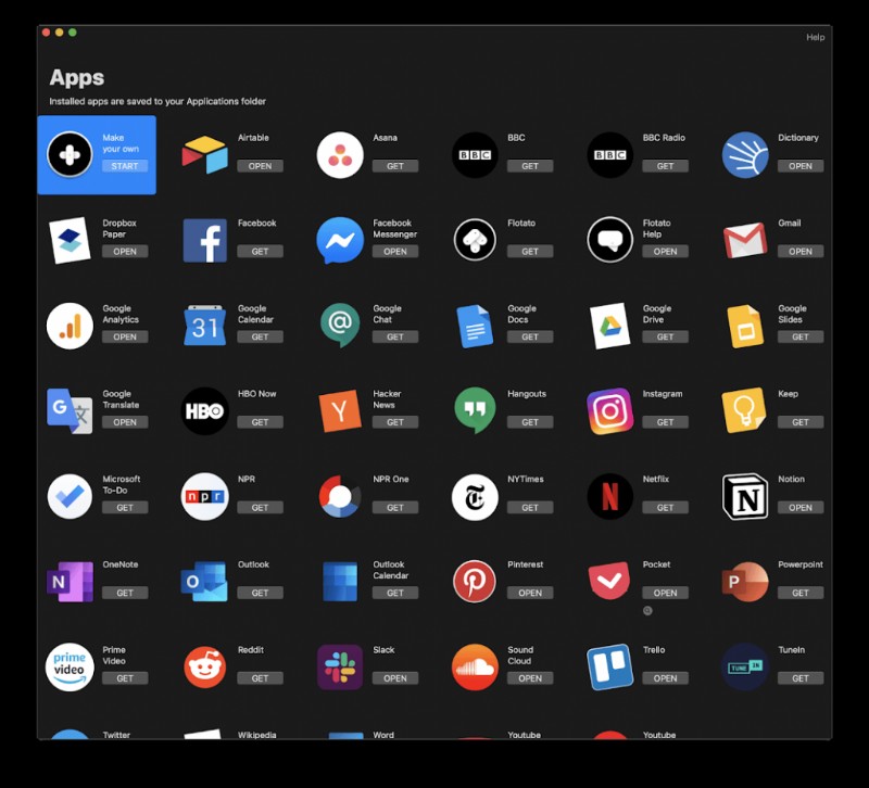 Flotato:รับเว็บแอปบน Mac ของคุณ