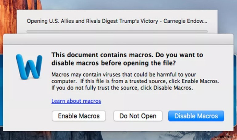 มัลแวร์ Microsoft Word Macro โจมตี MacOS