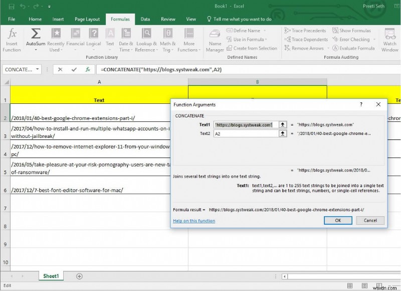 วิธีง่ายๆ ในการเพิ่มคำนำหน้าให้กับทุกเซลล์ใน Excel