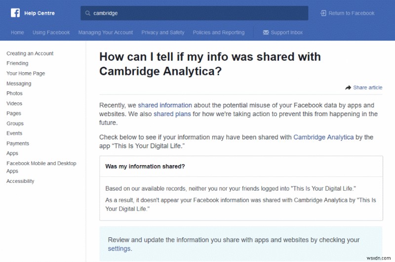 ตรวจสอบว่าข้อมูล Facebook ของคุณถูกแชร์กับ Cambridge Analytica แล้วหรือยัง