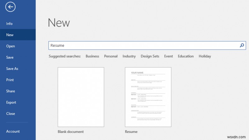 การเรียนรู้ MS Word:Backstage View ใน Word 2016