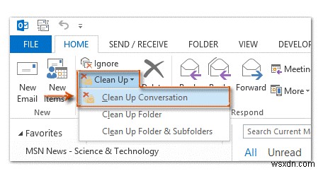 MS Outlook:เครื่องมือล้างข้อมูลการสนทนาเพื่อจัดระเบียบอีเมลของคุณ