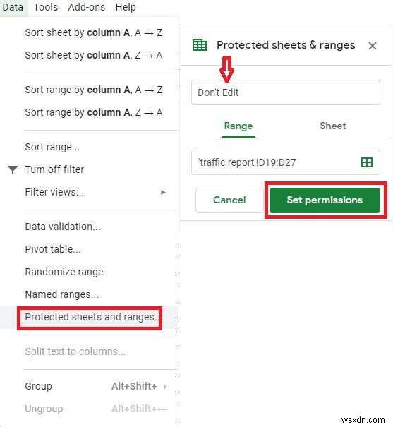 ขั้นตอนในการป้องกันเซลล์จากการแก้ไขใน Google ชีต