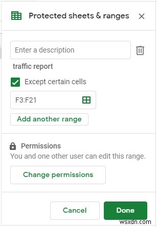 ขั้นตอนในการป้องกันเซลล์จากการแก้ไขใน Google ชีต