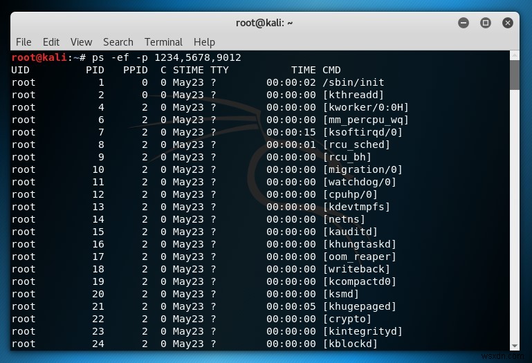 วิธีใช้คำสั่ง  ps  ใน Linux