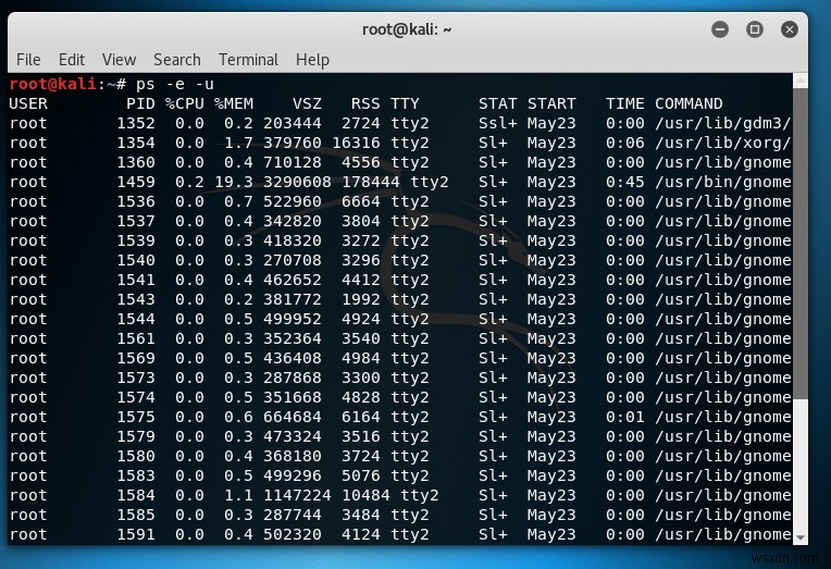 วิธีใช้คำสั่ง  ps  ใน Linux