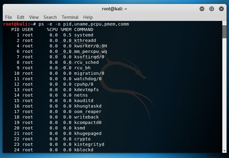 วิธีใช้คำสั่ง  ps  ใน Linux