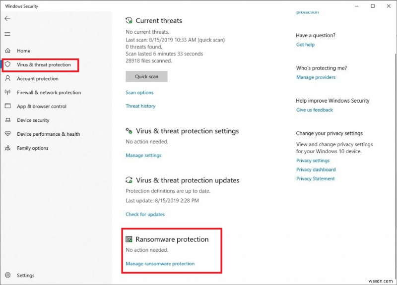 วิธีเปิดใช้งานการป้องกันแรนซัมแวร์ใน Windows Defender?