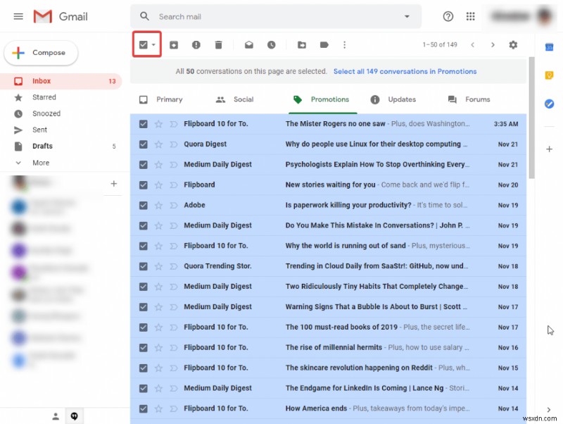 วิธีเพิ่มพื้นที่ว่างใน Gmail