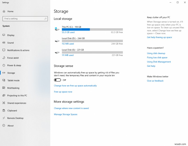 ฉันจะปิด Storage Sense ใน Windows 10 ได้อย่างไร