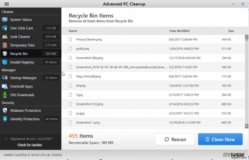 การล้างข้อมูลบนพีซีขั้นสูง – รีวิว Windows PC Cleaner