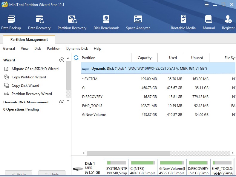 รีวิว MiniTool Partition Wizard ฟรี 12.1