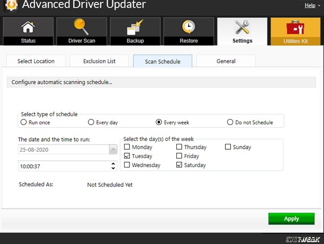 วิธีกำหนดเวลาการสแกนไดรเวอร์อัตโนมัติด้วย Systweak Advanced Driver Updater?