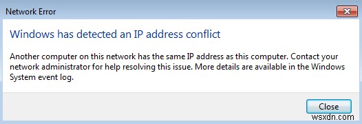 วิธีแก้ไข  Windows ตรวจพบความขัดแย้งของที่อยู่ IP 