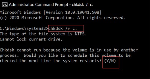 วิธีแก้ไขข้อผิดพลาด  CHKDSK ไม่สามารถดำเนินการต่อในโหมดอ่านอย่างเดียว  ใน Windows 10