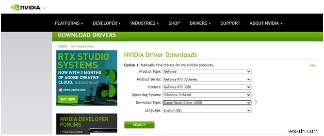 วิธีดาวน์โหลดไดรเวอร์ Nvidia GeForce RTX 3080