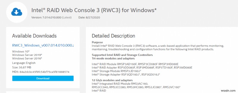 วิธีดาวน์โหลดและอัปเดตไดรเวอร์ Intel RAID