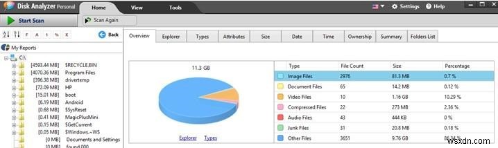 วิธีค้นหาไฟล์บีบอัดใน Windows 10 โดยใช้ Disk Analyzer Pro