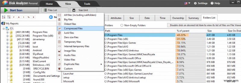 วิธีค้นหาไฟล์บีบอัดใน Windows 10 โดยใช้ Disk Analyzer Pro
