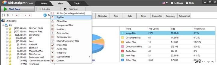 วิธีส่งออกรายงานพื้นที่ดิสก์เป็นรูปแบบไฟล์ต่างๆ ด้วย Disk Analyzer Pro?