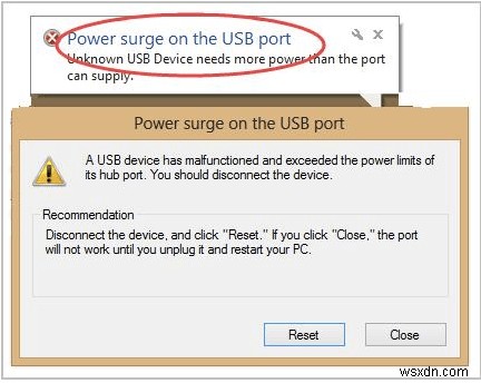 แก้ไขแล้ว:ไฟกระชากในข้อผิดพลาดพอร์ต USB (Windows 10, 8 &7)