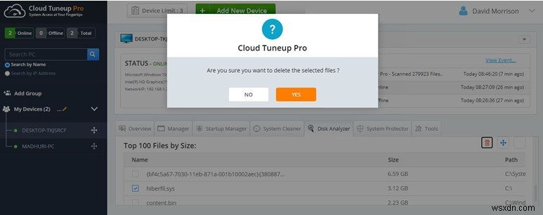 วิธีจัดการการใช้พื้นที่ดิสก์ด้วย Cloud Tuneup Pro