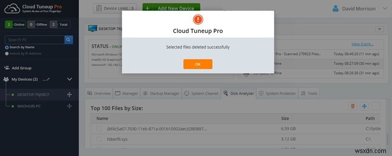 วิธีจัดการการใช้พื้นที่ดิสก์ด้วย Cloud Tuneup Pro