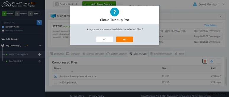 วิธีจัดการการใช้พื้นที่ดิสก์ด้วย Cloud Tuneup Pro