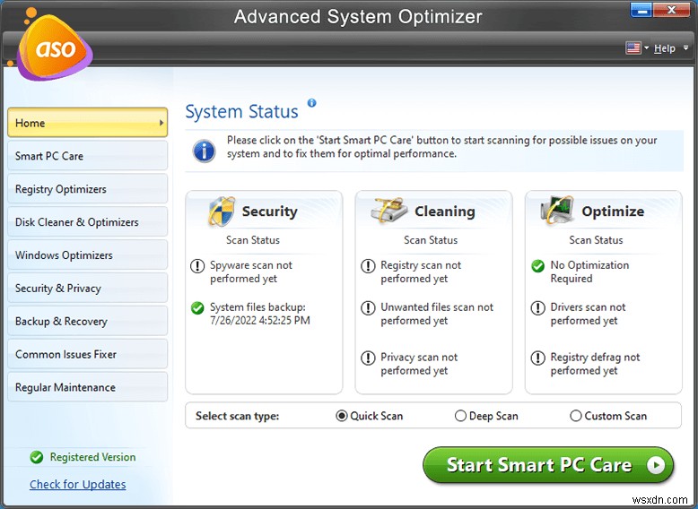 ปรับปรุงประสิทธิภาพของ Windows ด้วย Advanced System Optimizer