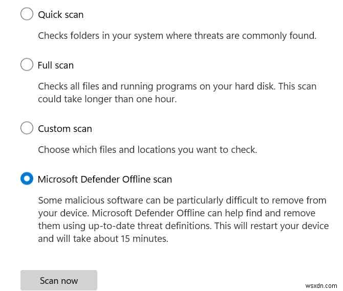 วิธีแก้ไขการสแกนออฟไลน์ของ Windows Defender ไม่ทำงาน