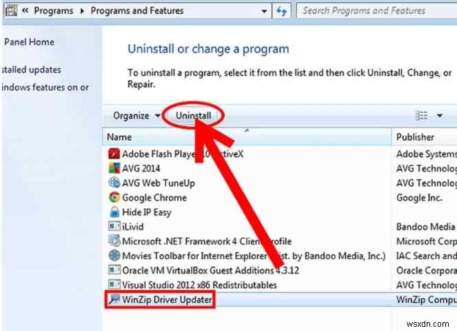วิธีถอนการติดตั้ง WinZip Driver Updater