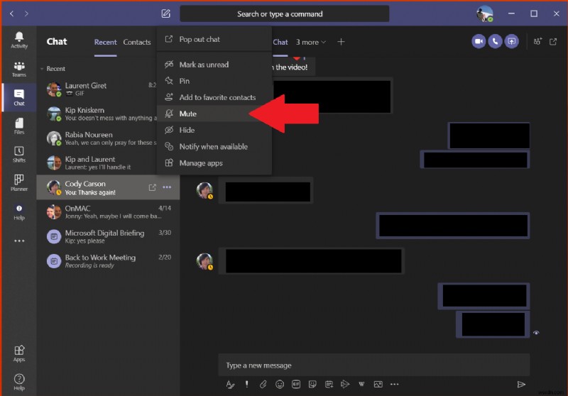 วิธีลบแชทใน Microsoft Teams