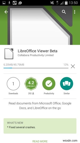 โปรแกรม LibreOffice Viewer สำหรับ Android