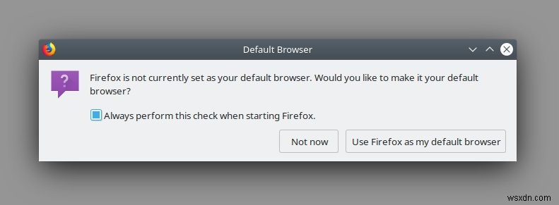 Firefox ปฏิเสธที่จะเป็นเบราว์เซอร์เริ่มต้น (พลาสมา นีออน)