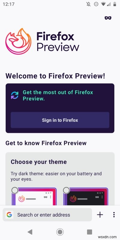 ตัวอย่าง Firefox สำหรับ Android - น่าสนใจ