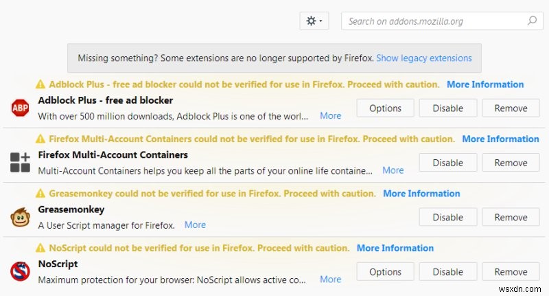 Firefox ปิดใช้งานส่วนเสริมทั้งหมด - ปัญหาและแนวทางแก้ไข