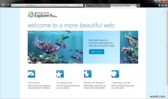 ตัวอย่าง Internet Explorer 9 รุ่นเบต้า - ทำได้ดีมาก Microsoft