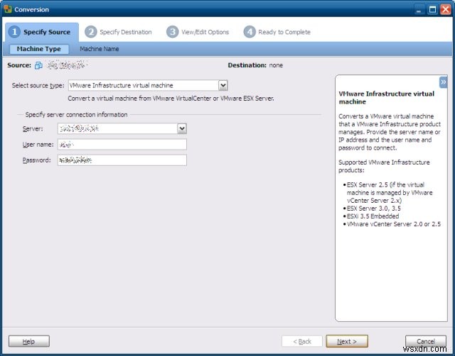 แปลงเครื่องเสมือนด้วย VMware Converter