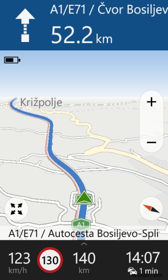 การนำทาง Windows Phone - การทดสอบบนท้องถนน