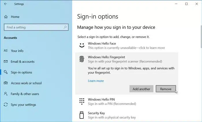 แก้ไขแล้ว:Windows Hello ไม่ทำงานหลังจากอัปเดต windows 10
