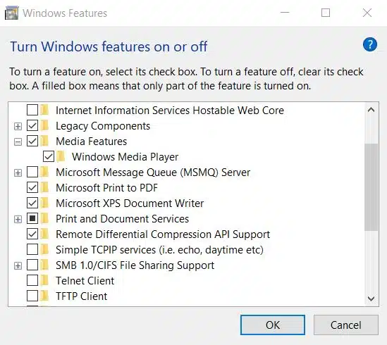 แก้ไขแล้ว:การดำเนินการเซิร์ฟเวอร์ Windows Media Player ล้มเหลวใน Windows 10