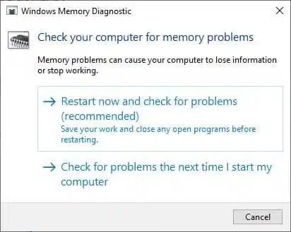เรียกใช้เครื่องมือวิเคราะห์หน่วยความจำของ Windows เพื่อแก้ไขปัญหาหน่วยความจำ