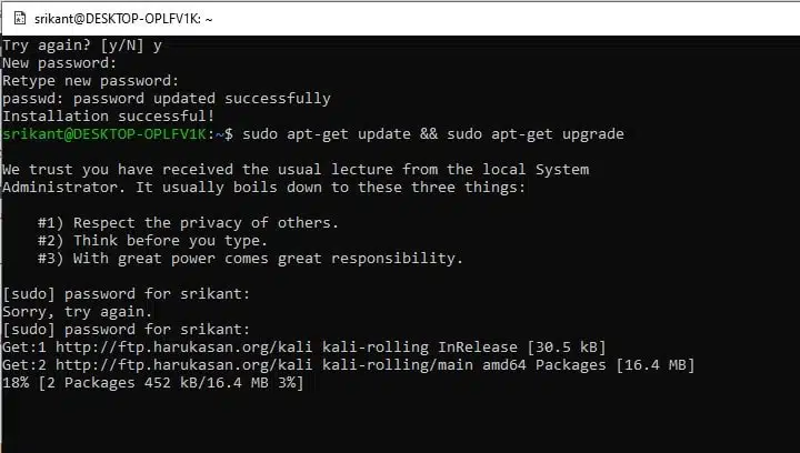 วิธีติดตั้ง Kali Linux บนระบบย่อย windows 10 (คำแนะนำทีละขั้นตอน)