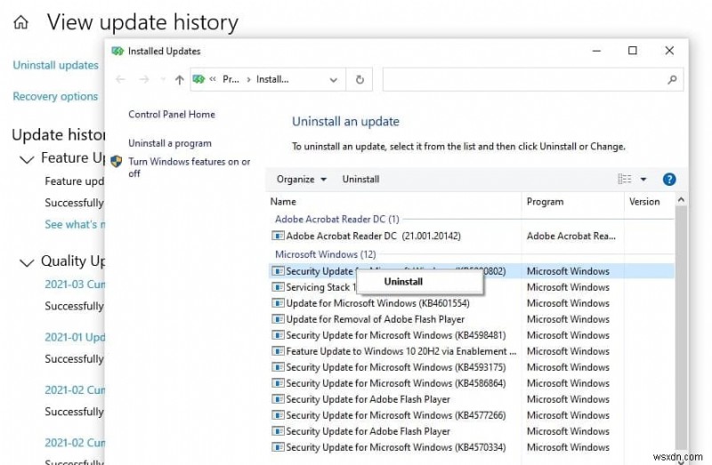 ถอนการติดตั้ง Windows Update ที่มีปัญหาบน Windows 10 (3 วิธีในปี 2022)