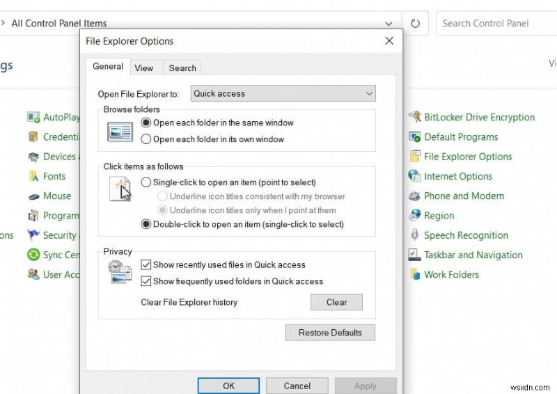 แก้ไขไฟล์ Windows Explorer หยุดทำงานบน windows 10